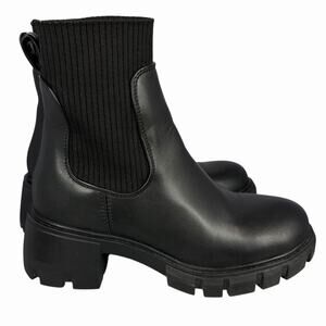 Steve Madden Chunky Chelsea Ankle Boots Womens Size 6.5 Black Slim Opening